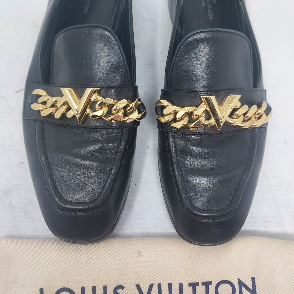 Louis Vuitton Black Gold Chain Loafer - Picture 9 of 12
